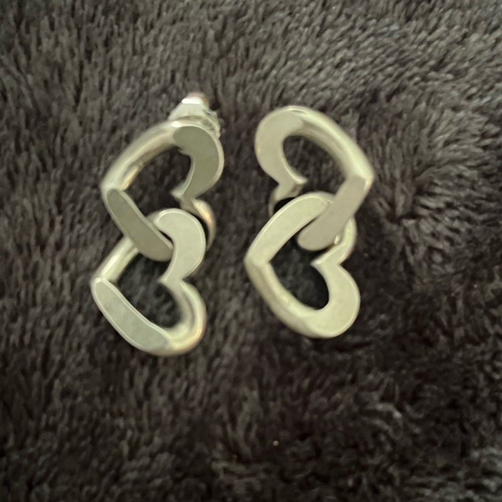 Silver Heart Link Earrings